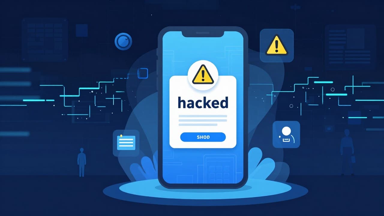 Stylized depiction of a security alert on a mobile phone