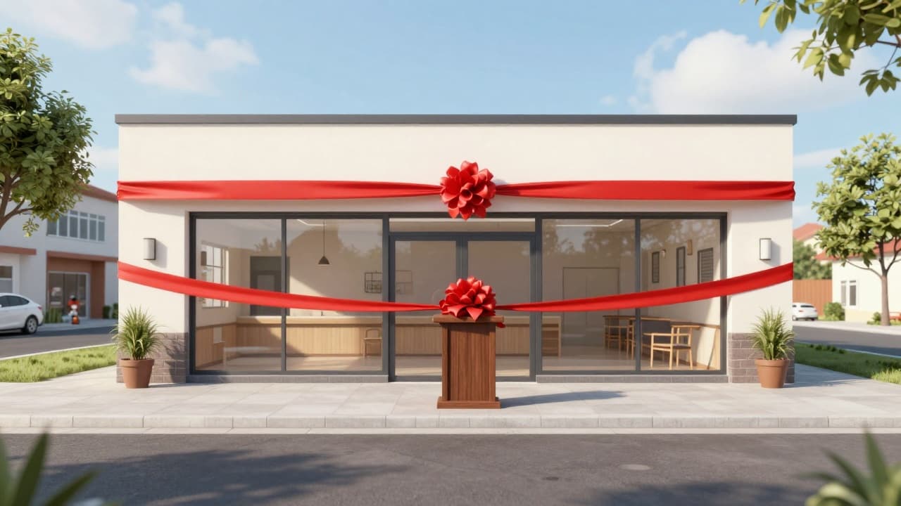 Ribbon cutting at the new community hall