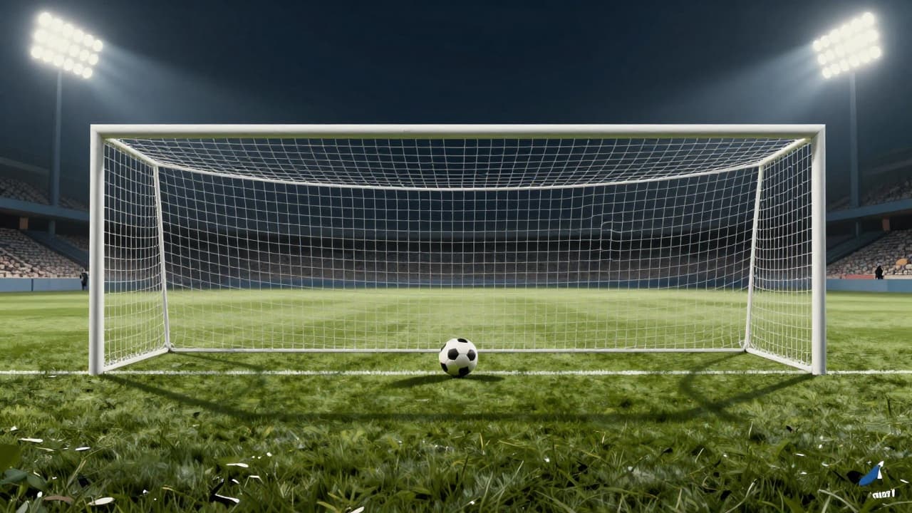 Ball on the white spot under the floodlights