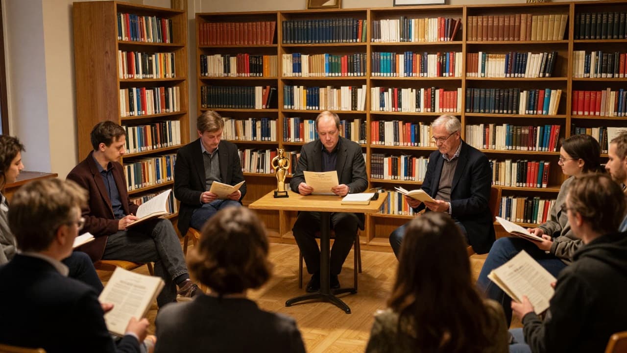 Poets read to an audience at the library