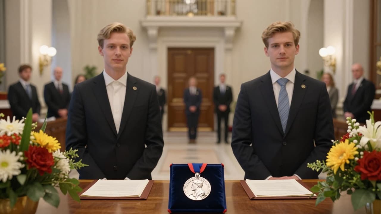 Silver medal on a wool cushion