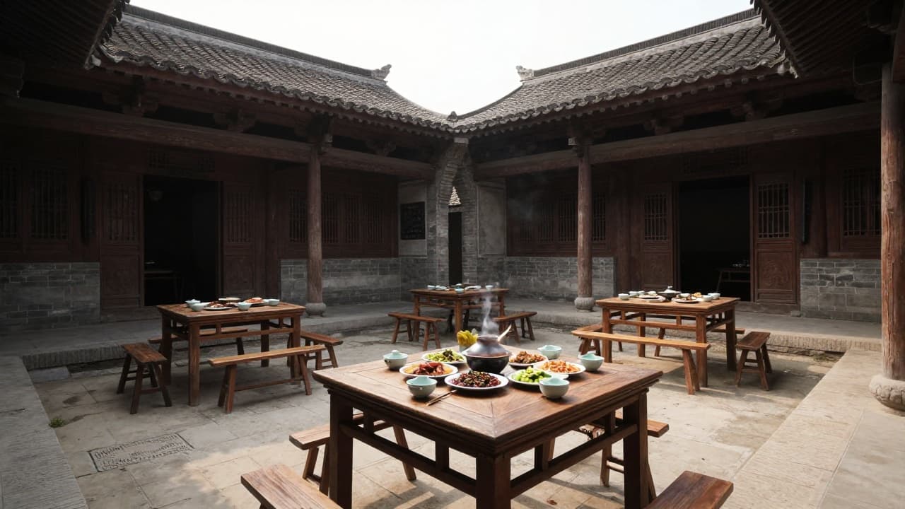 Table with traditional Chinese dishes