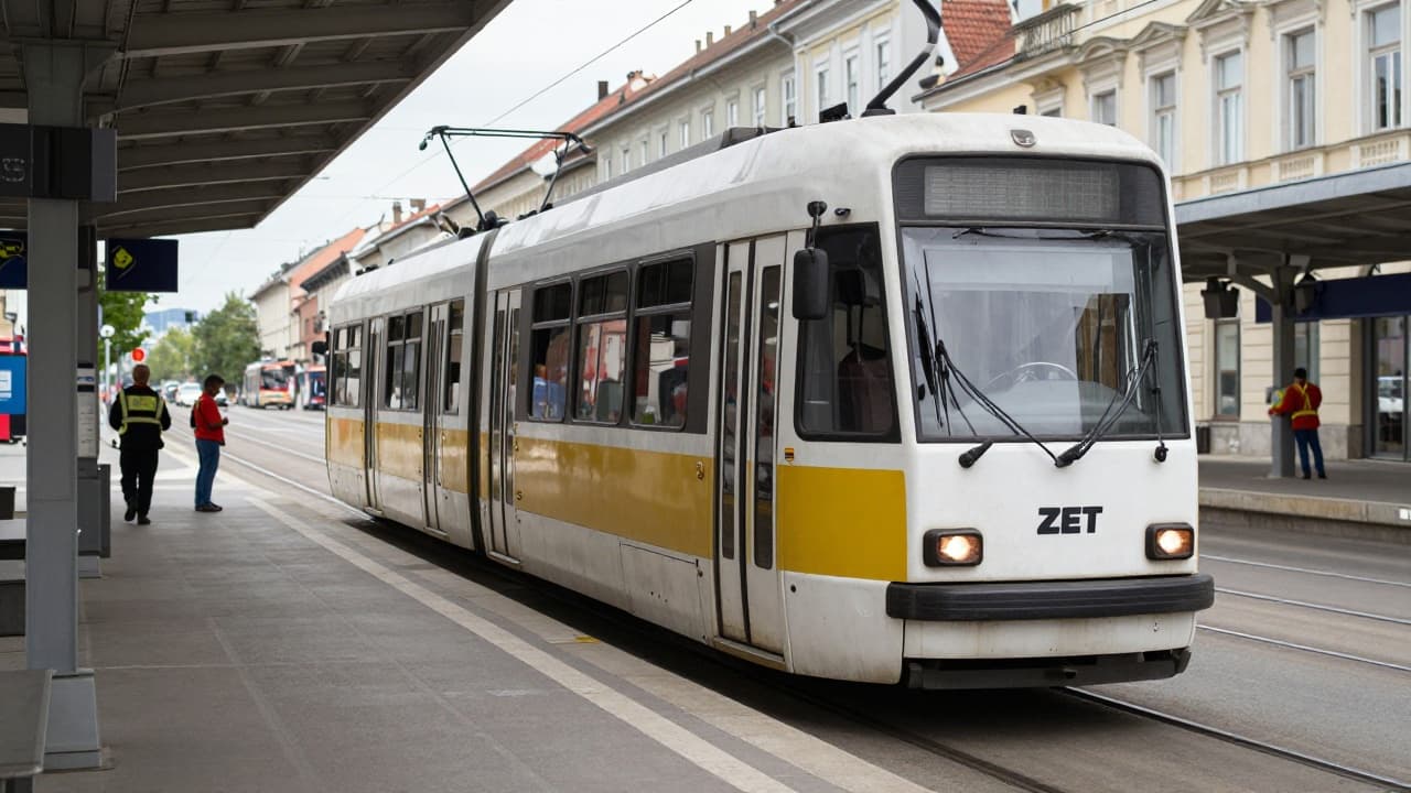 Zagrebački tramvaj na stanici