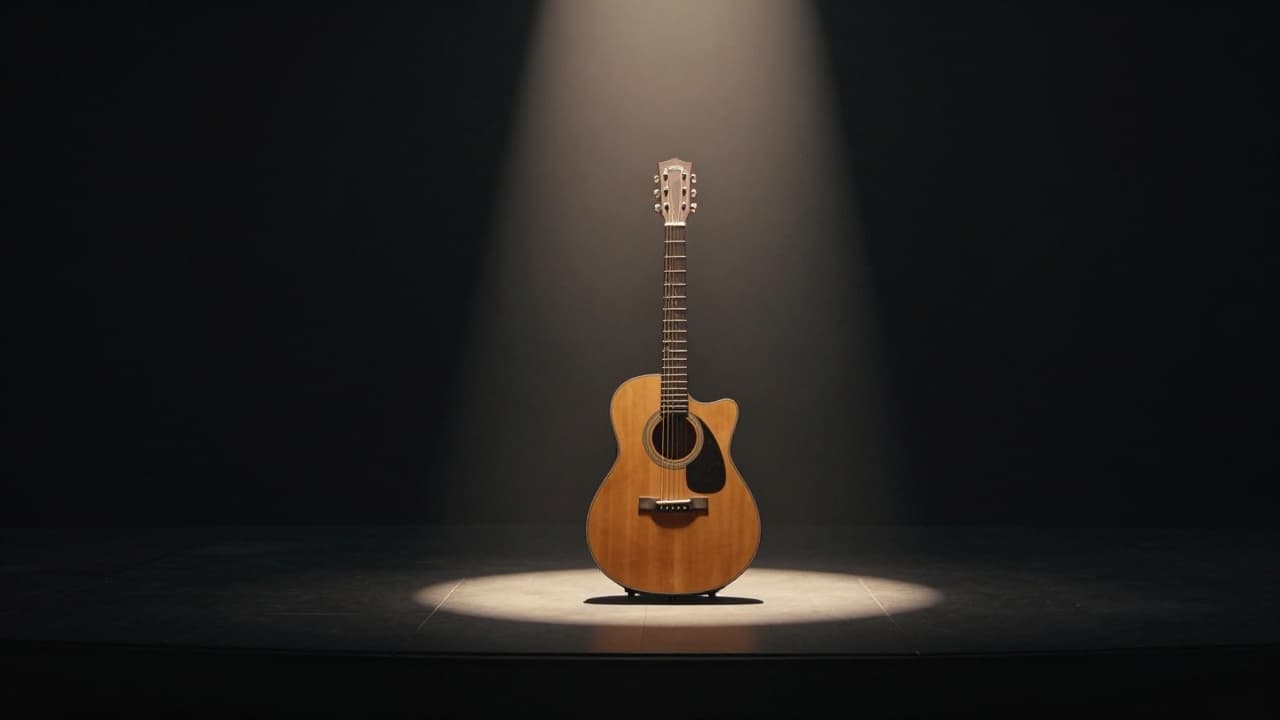 Acoustic guitar on stage