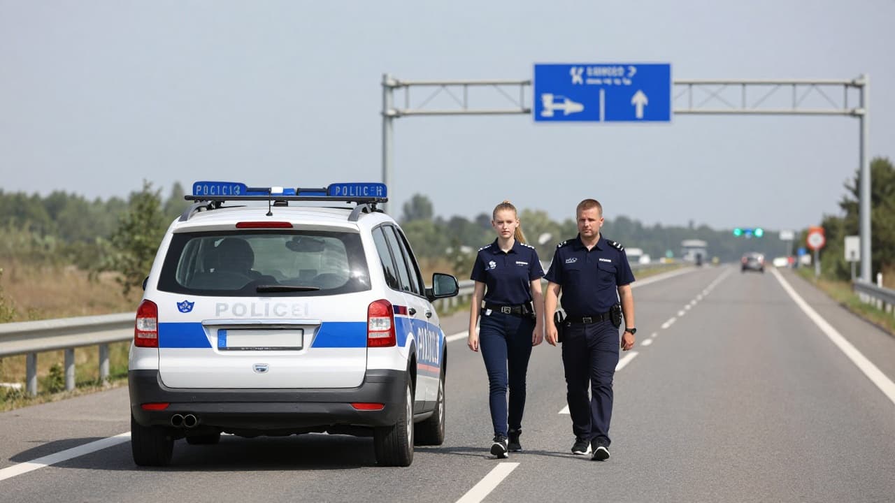 A police car on the motorway