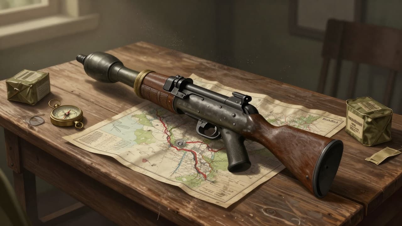 RPG-7 na stolu s mapama