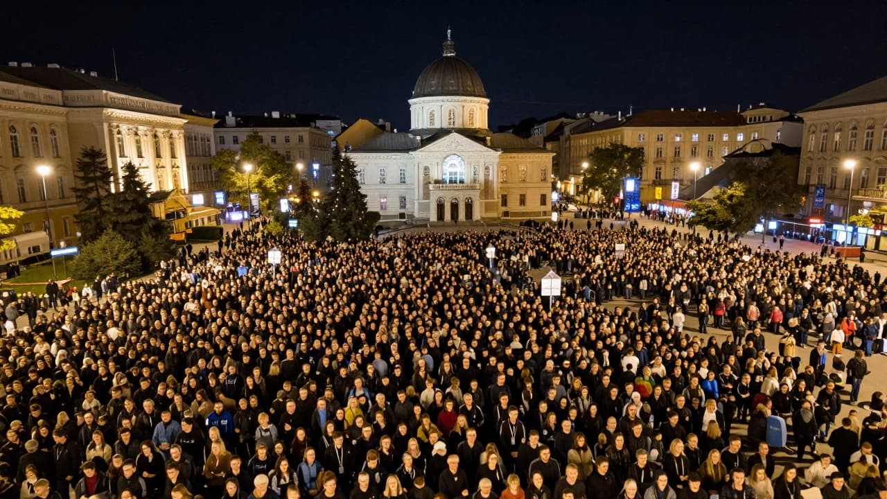Noćna gužva na beogradskom trgu