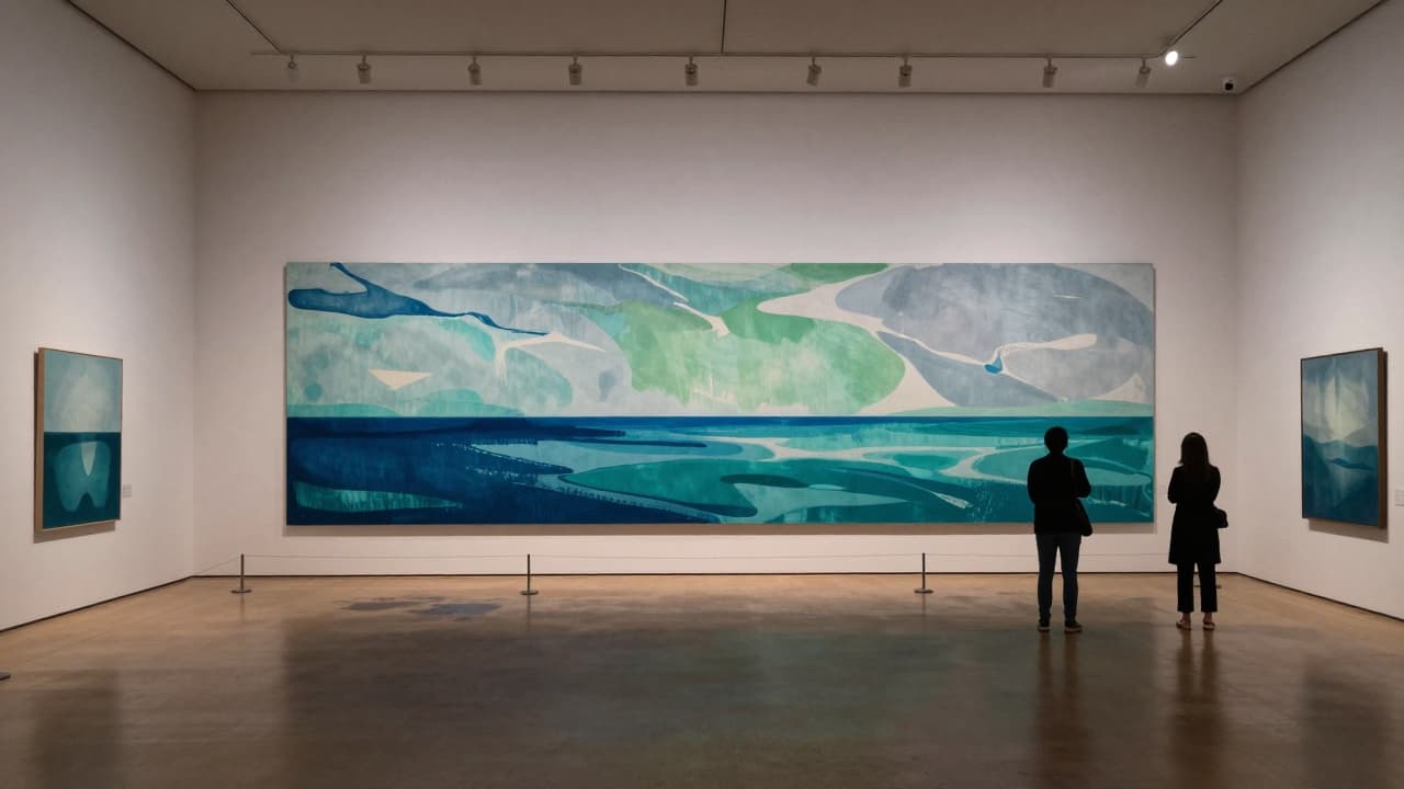 Monotypes in blue tones at the exhibition