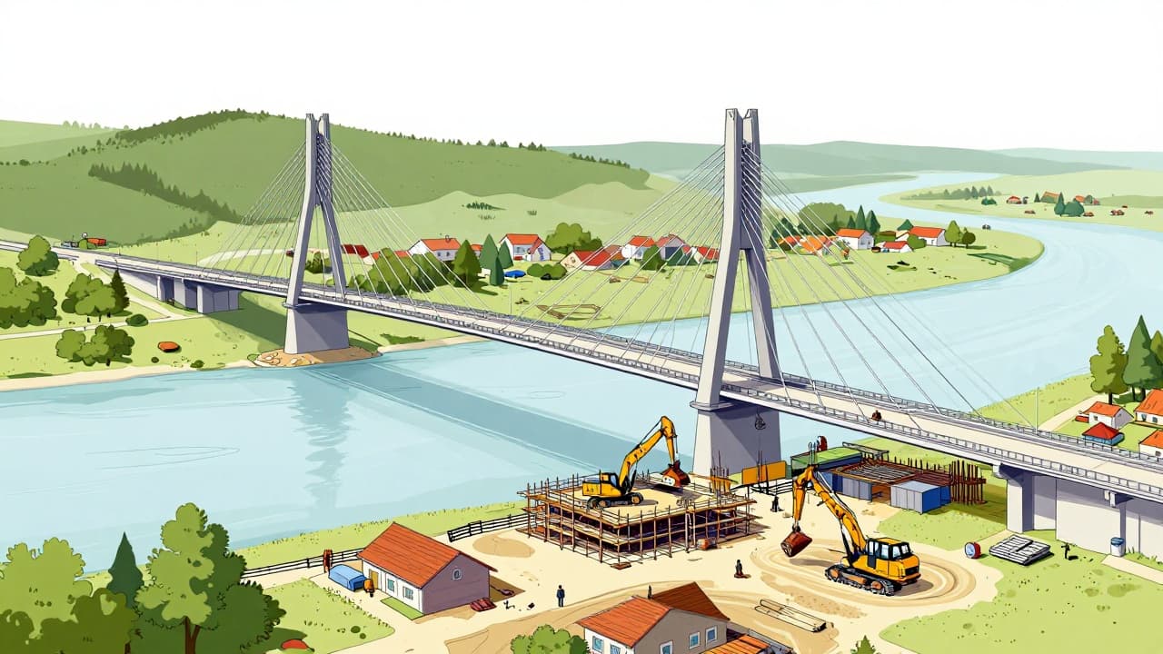 Work on the lower structure of the bridge