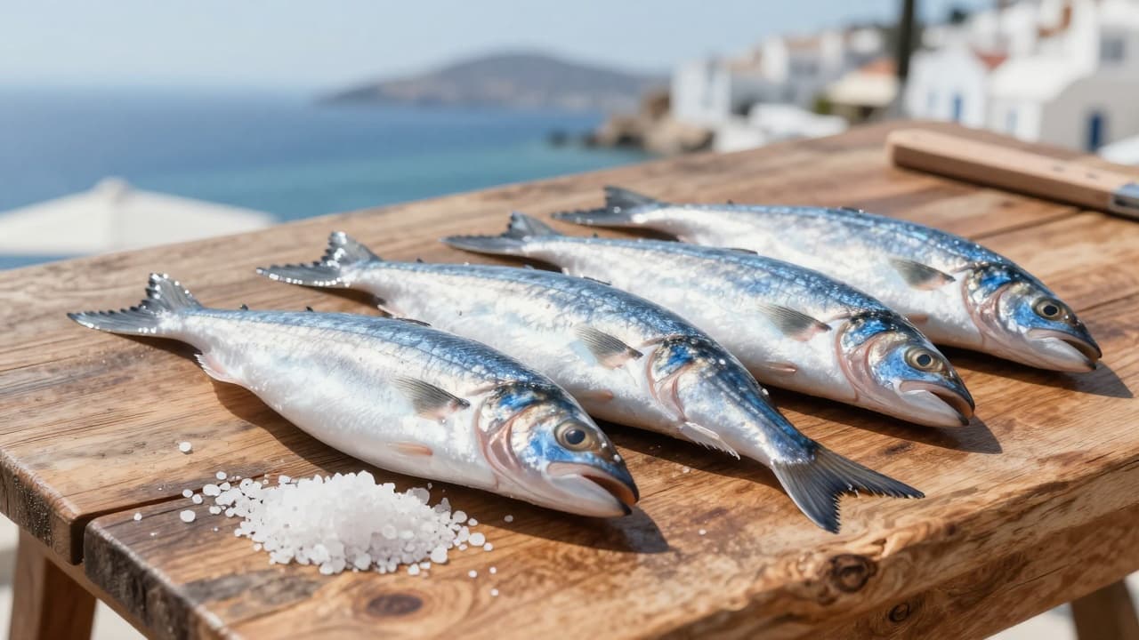 Fresh fish on a wooden table