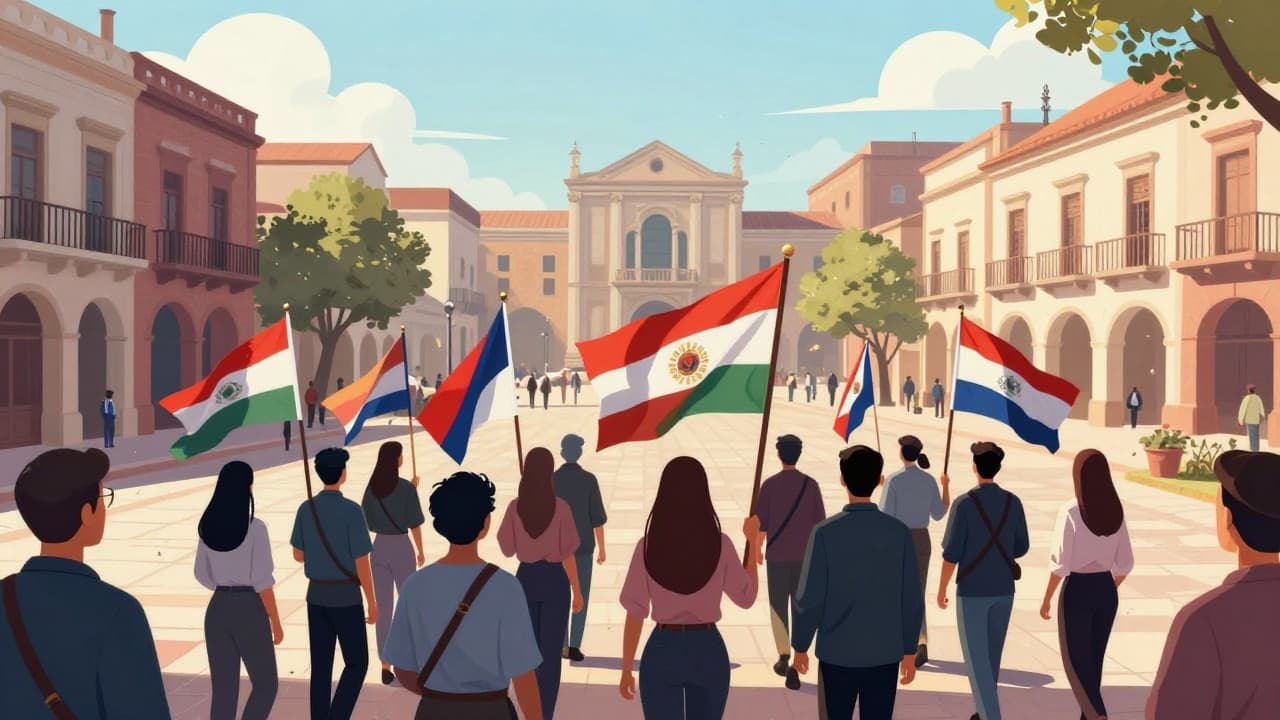 Povorka s hrvatskim zastavama