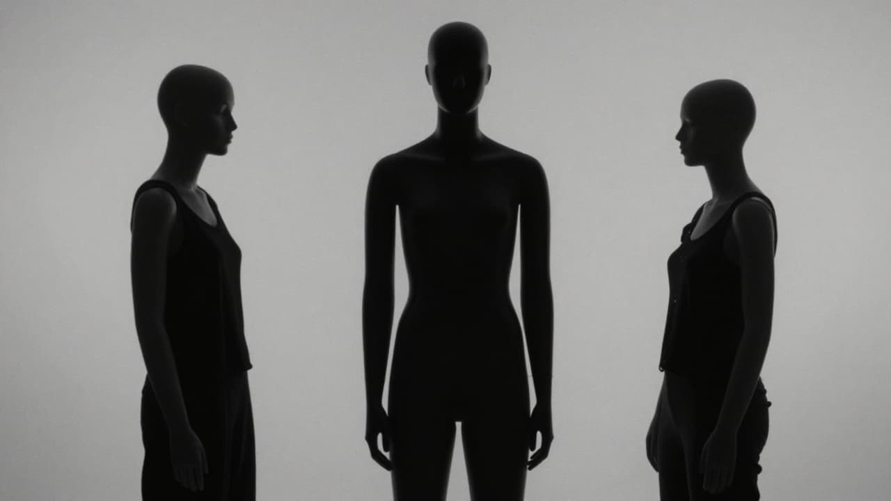 Black-and-white silhouette in studio light