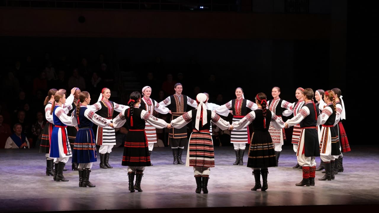 Folklorna skupina u narodnim nošnjama na velikoj pozornici