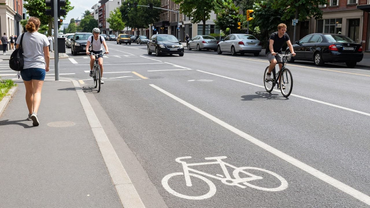 Cyclists and cars at an intersection