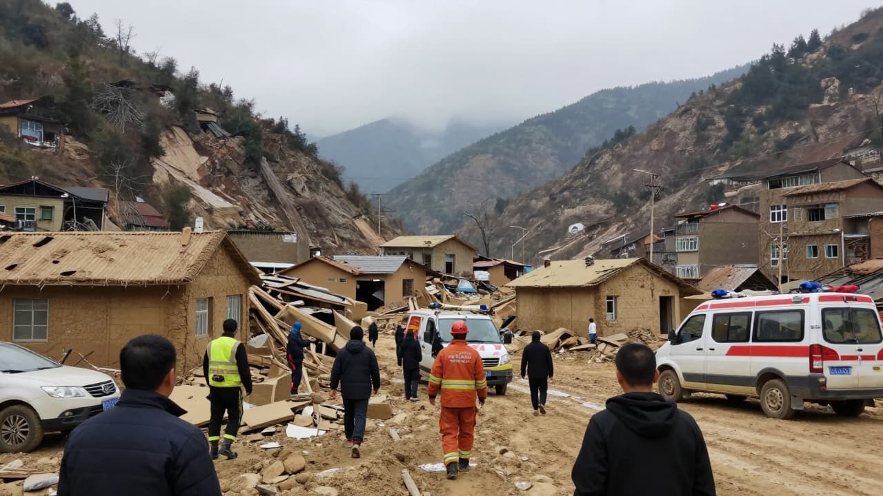 Devastation following the avalanche and flood