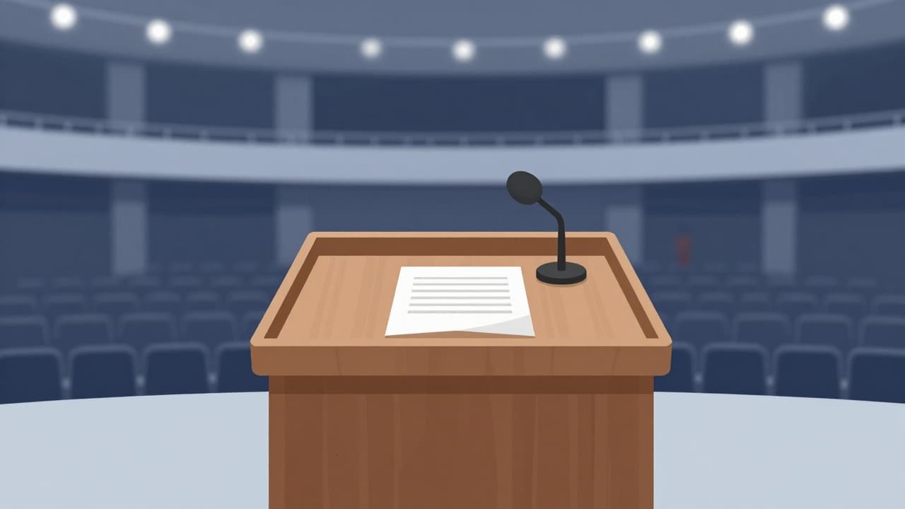 Empty podium with a letter of resignation
