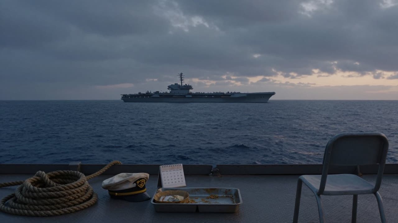 Empty plates on the ship's deck