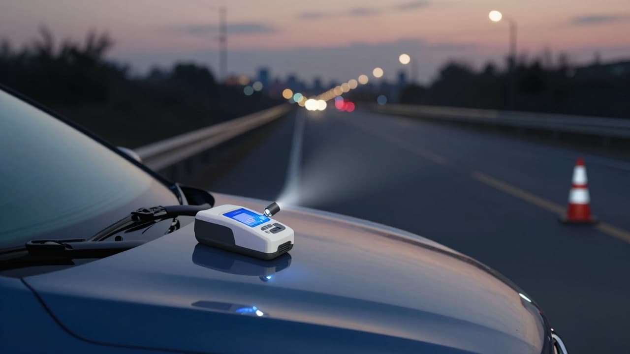 Alcohol test on the road at dusk