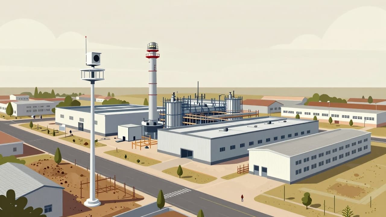 View of the plant and air quality monitoring station