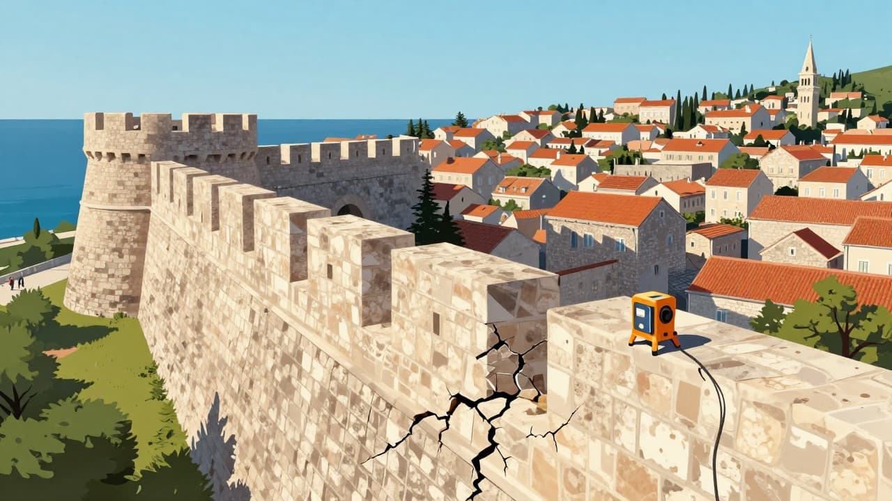 Measurements on the damaged walls of Hvar