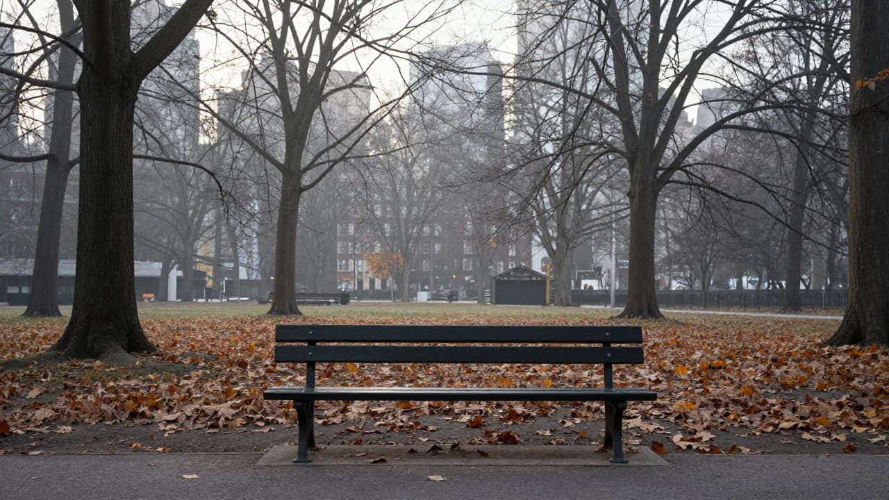 Prazna klupa u jesenjem parku