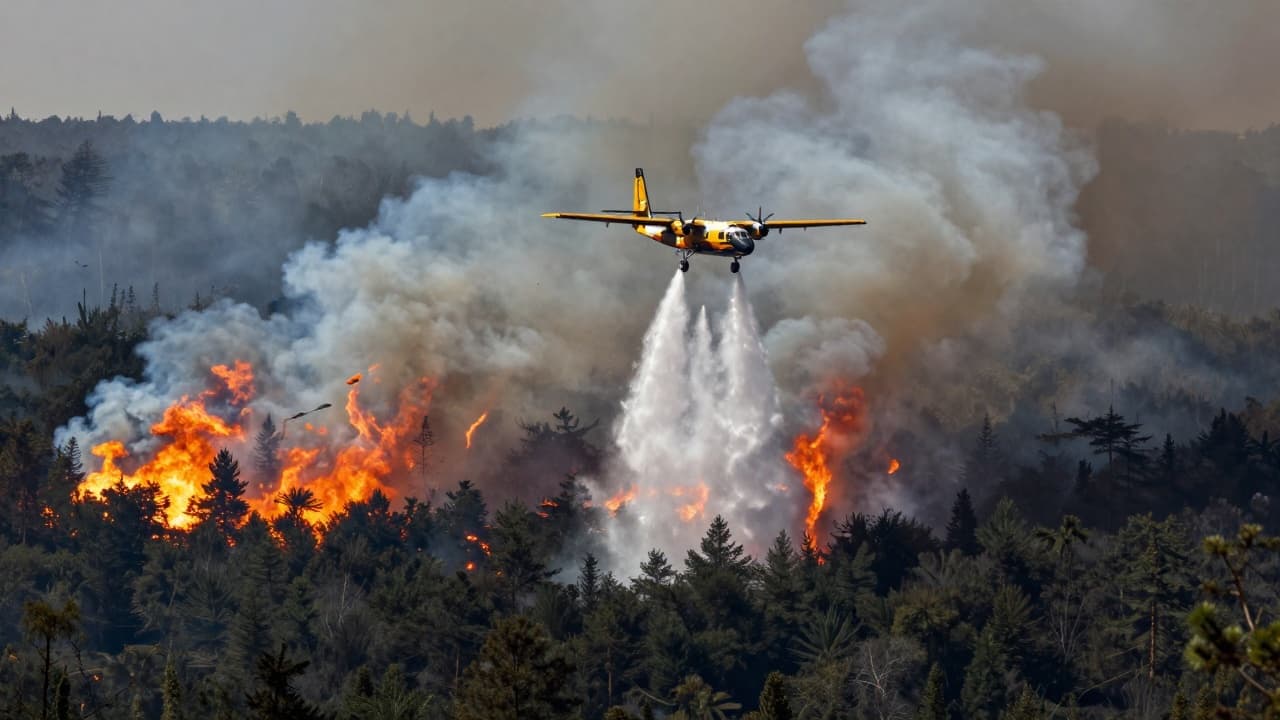 Aircraft extinguishes forest fire