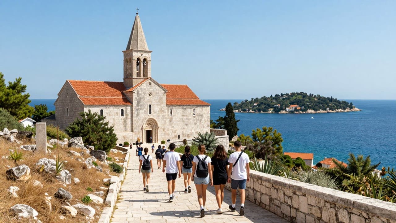 Studenti na stazama prema samostanu na Ugljanu