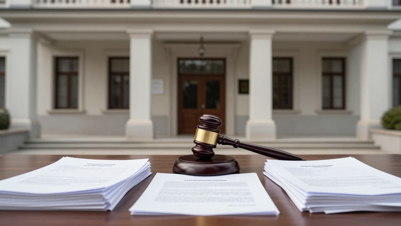 Entrance to the court and monetary documents