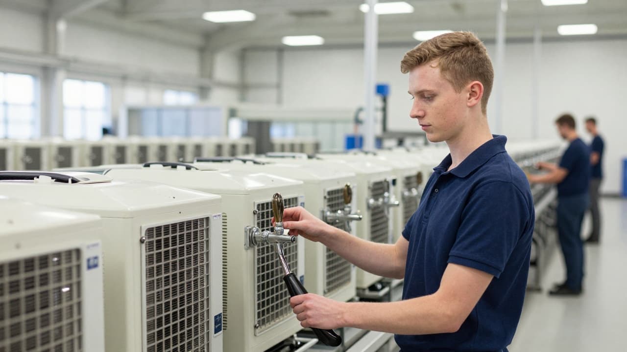 Cooling equipment production line in a modern factory