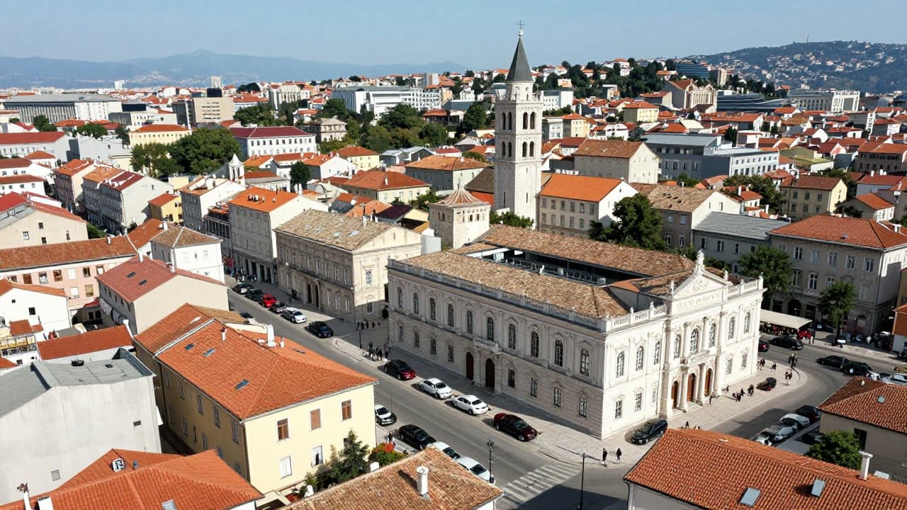 View of the centre of Rijeka and the Tržnica