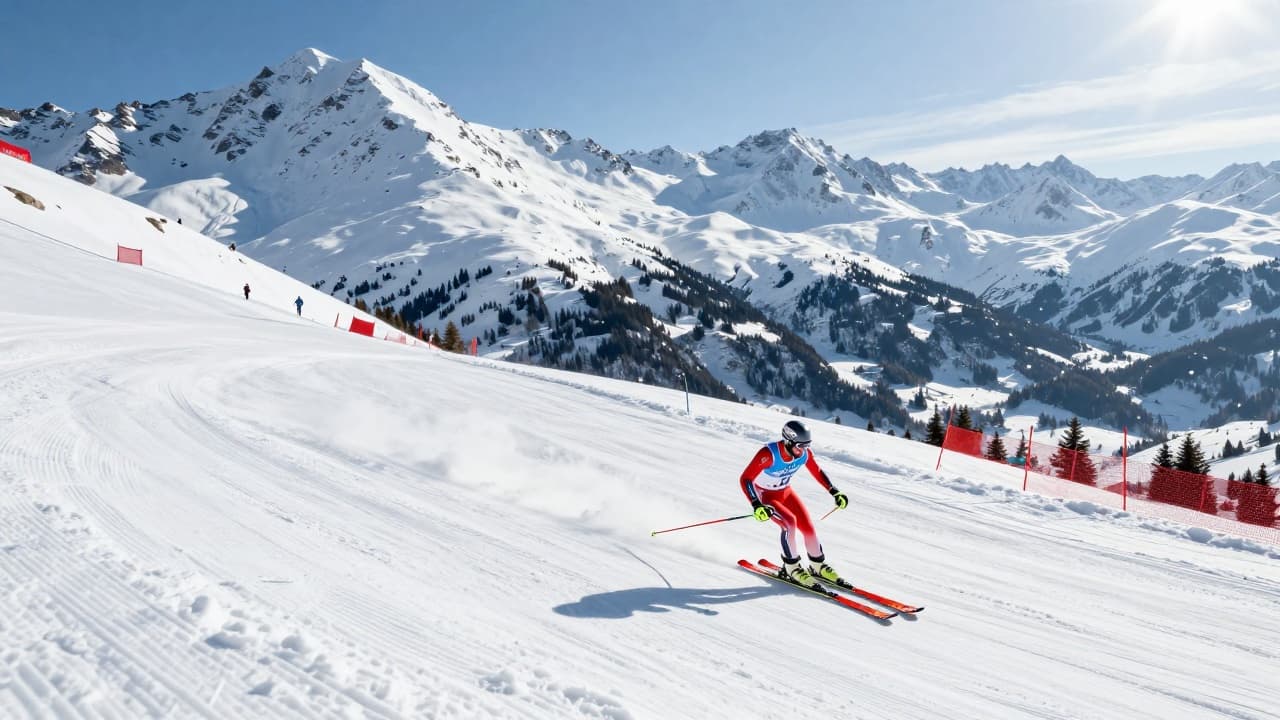 A skier at the start of the slalom in Sölden
