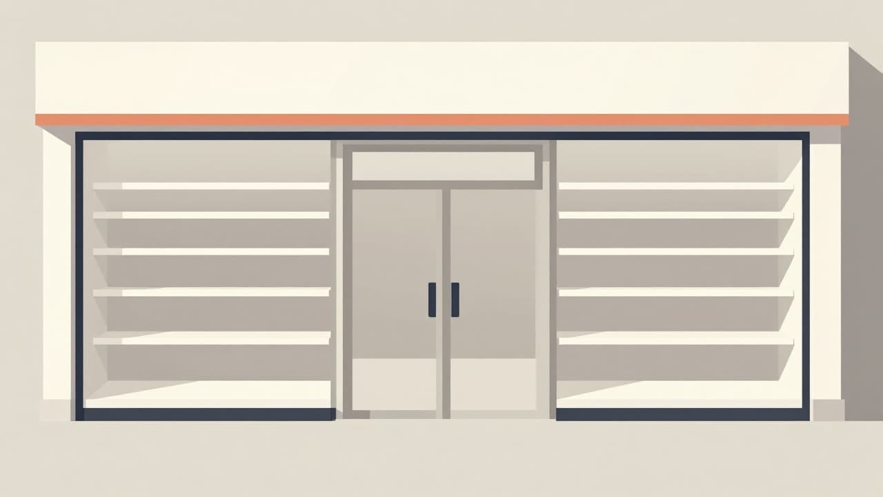 Closed shop with empty shelves