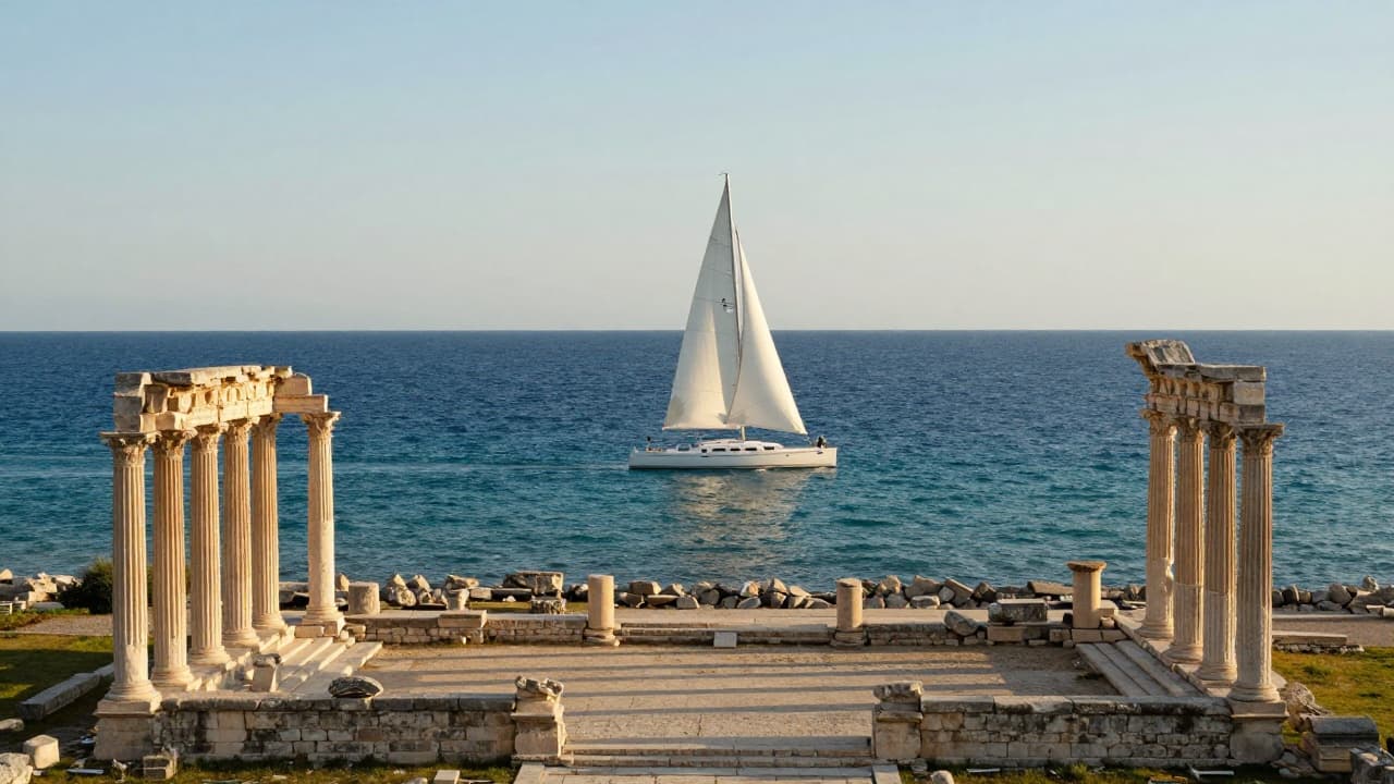 Pogled na Poreč s jedrilicom