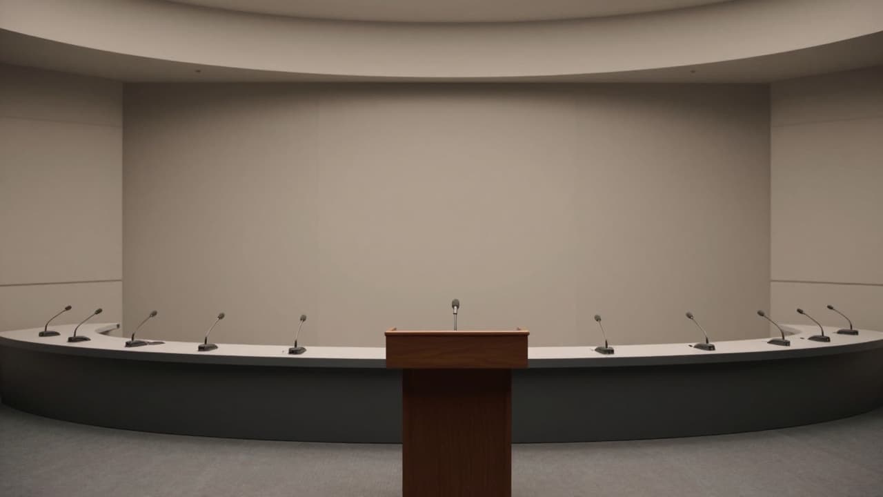 Prazna govornica na konferenciji