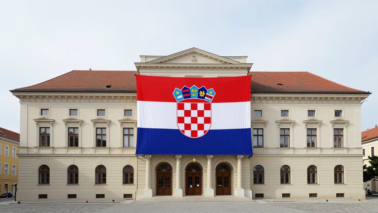 Croatian flag on the government building