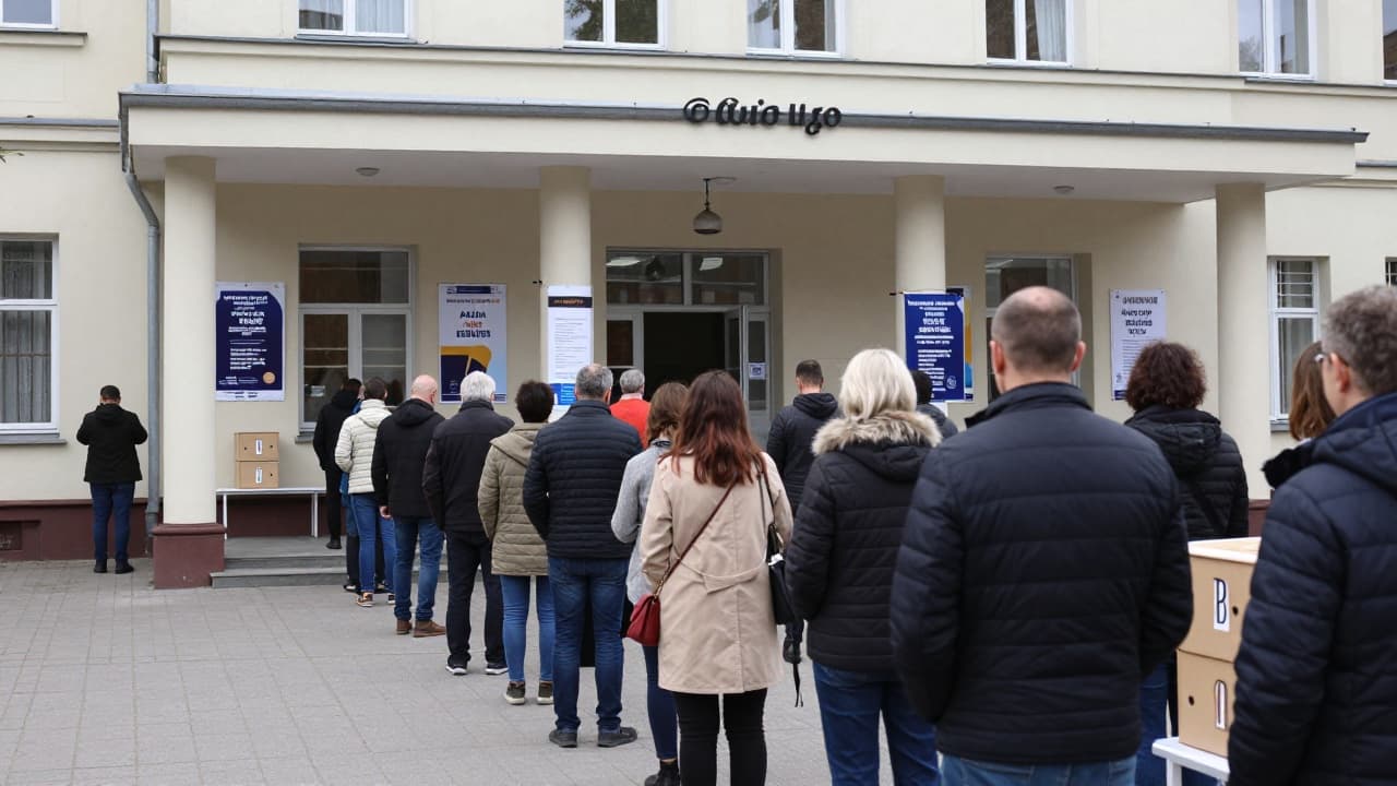 Redovi birača ispred biračkog mjesta u Beogradu