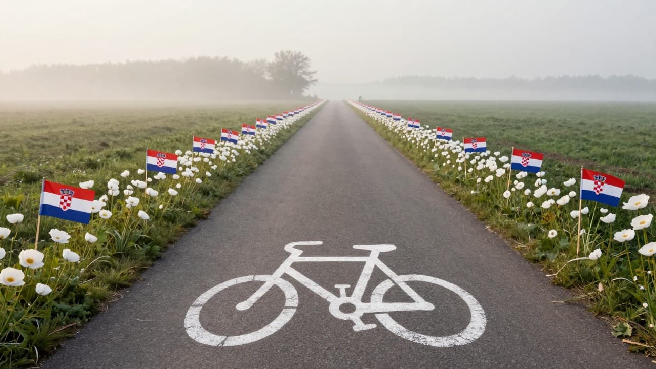 White poppies alongside the bike path