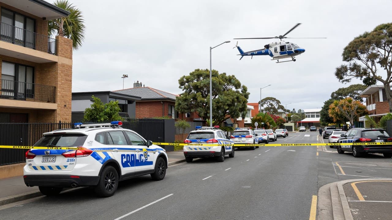 Police tape on the street in Sydney