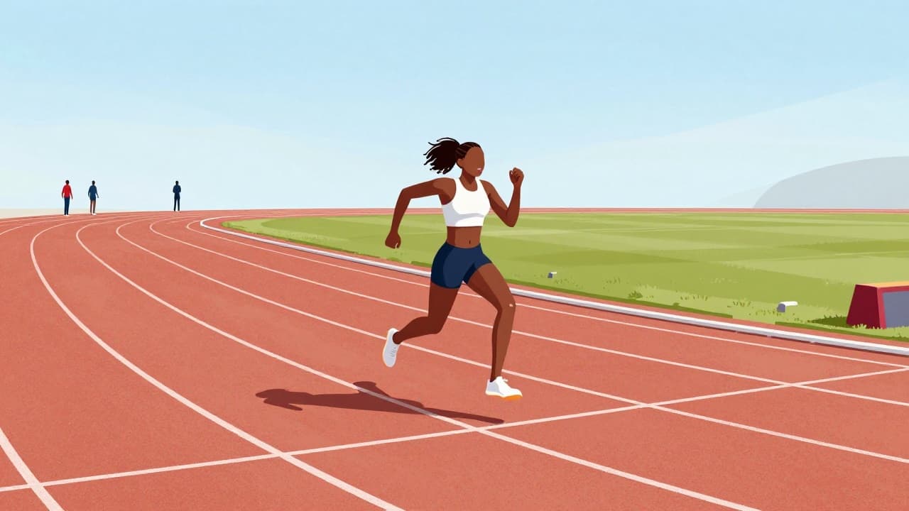 Atletičarka u trci, fokus i koncentracija