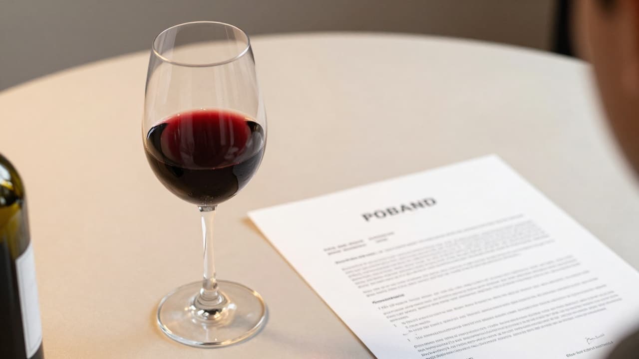 Konobarica s čašom vina ispred restorana