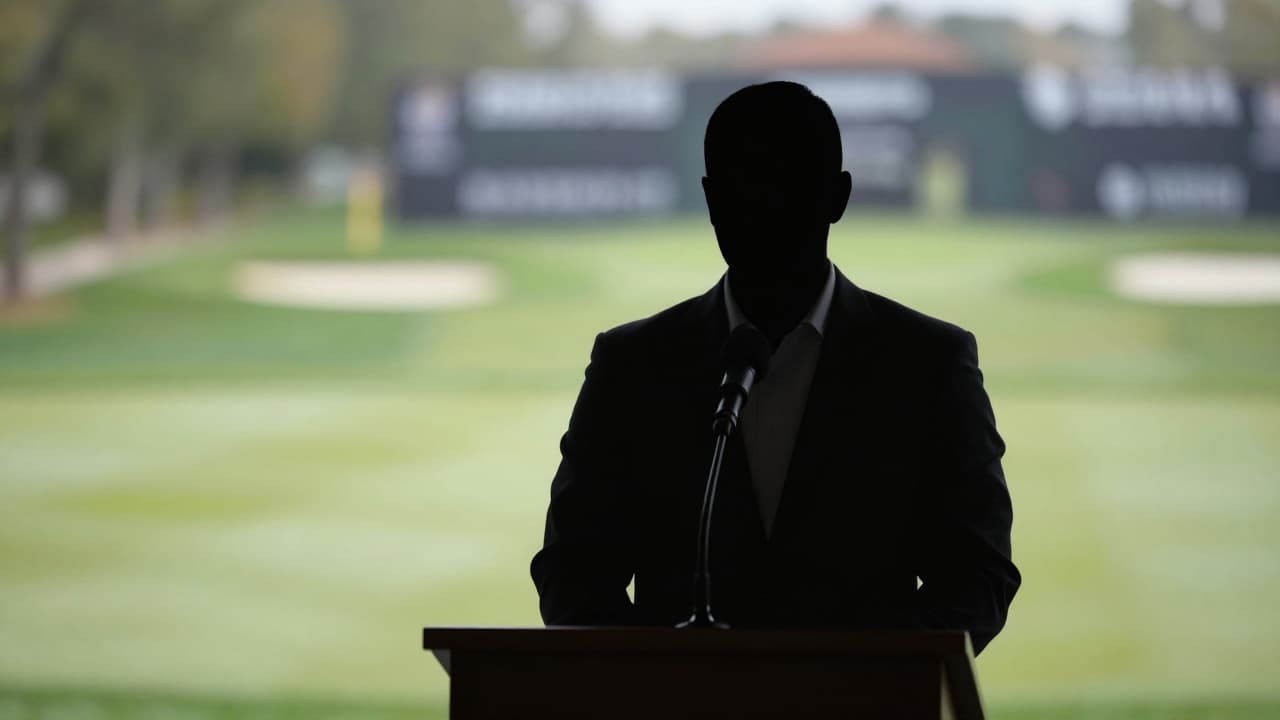 Golfers at a press conference