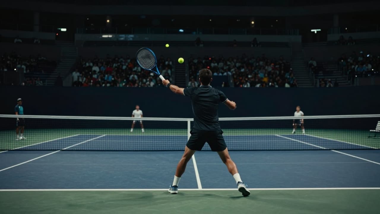 Tennis player in action on the court