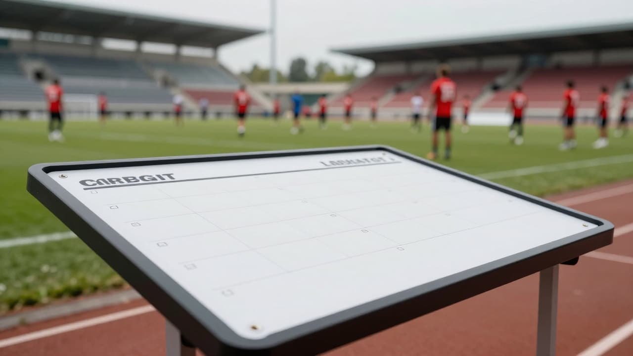 Žena u tamnom kaputu s taktičkom pločom na rubu terena