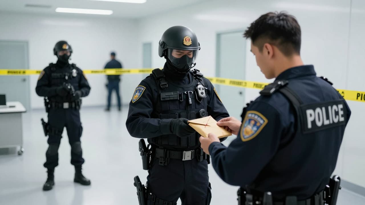 FBI agent examining suspicious letter