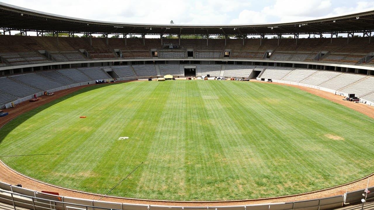 Radnici na stadionu tijekom pregleda