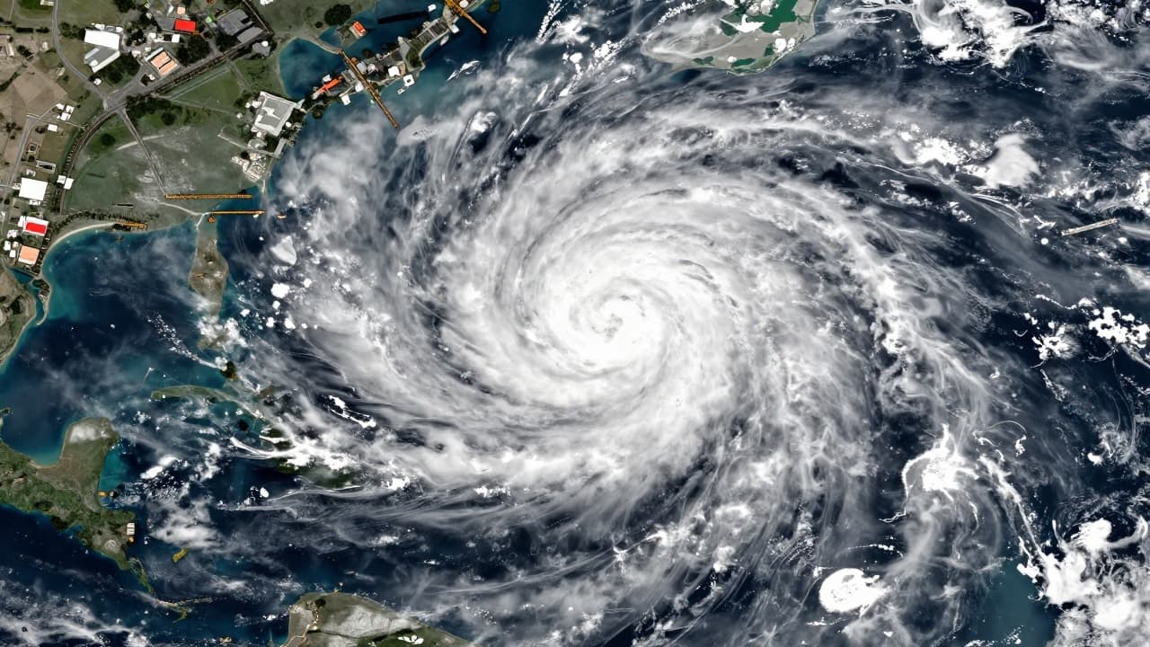 Satellite view of the approaching hurricane