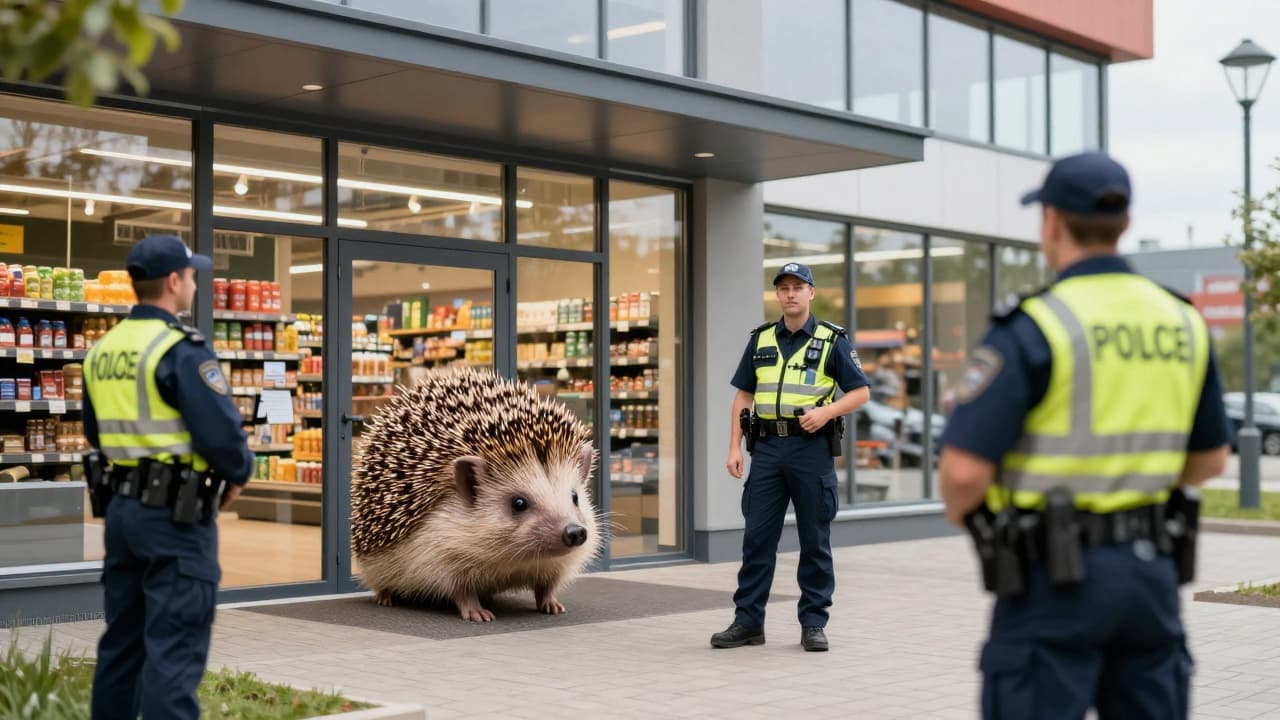 Jež na ulazu u trgovinu