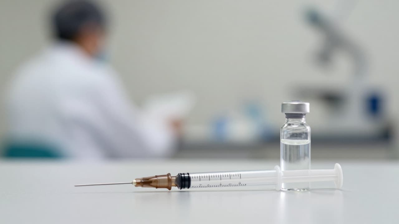 Syringe on a white background