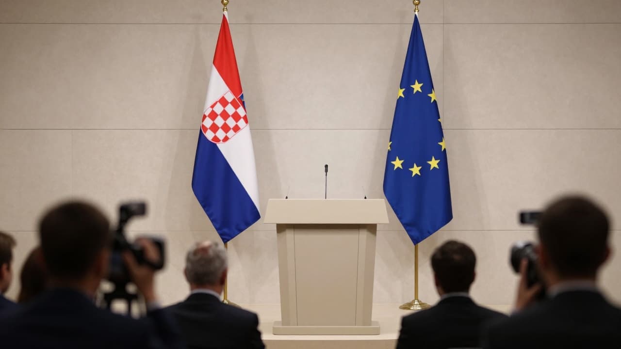 Andrej Plenkovic at a press conference
