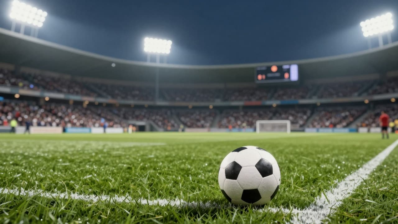 Fudbalska lopta na travnjaku stadiona
